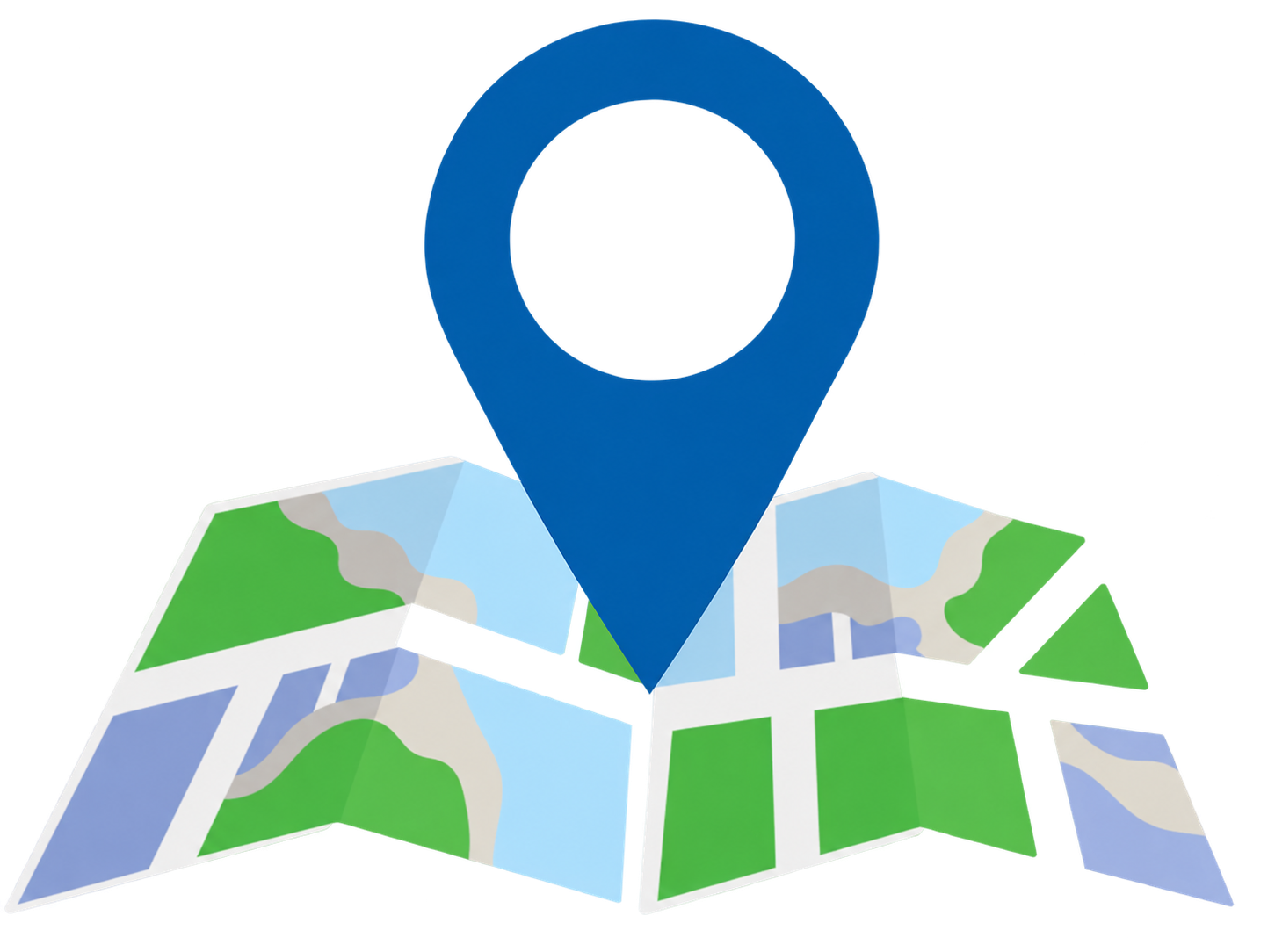 Blue location pin on a folded map
